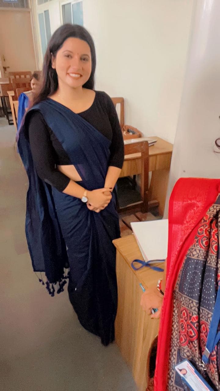 Tanuja Singh at her desk between classes