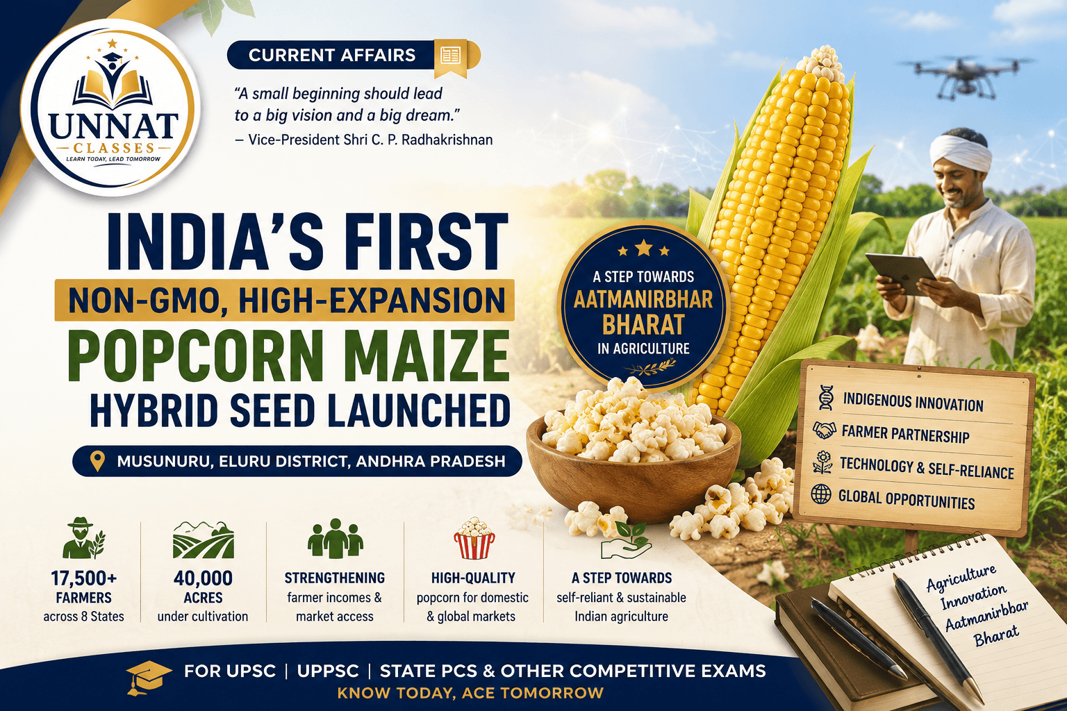 India’s First Non-GMO High-Expansion Popcorn Maize Hybrid Seed Launched in Andhra Pradesh